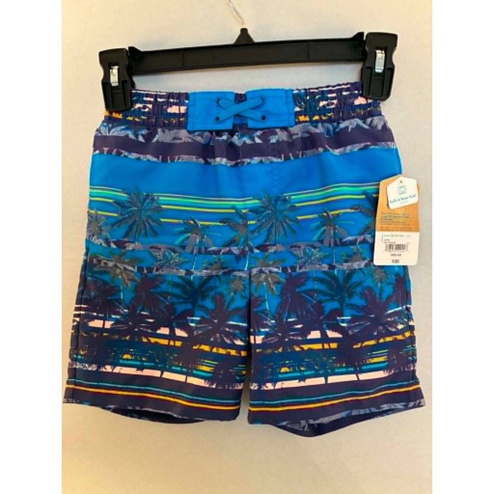 Thereabouts Boys XXS 4/5 Palm Photobomb Swim Trunks Blue Tropical Board Shorts